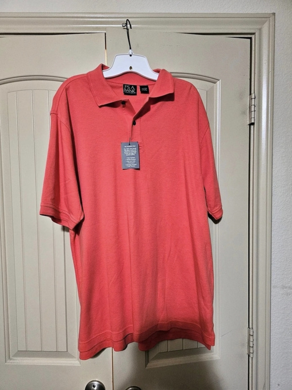 JOS. A. BANK Traveler Polo Cotton Polo in Peach Color Large NWT
